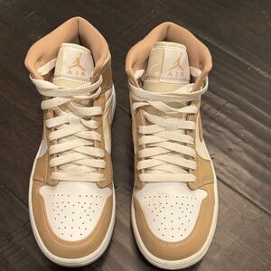 Nike Air High-Top Athletic Shoes - White and Tan